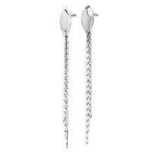 Load image into Gallery viewer, Sterling Silver Rhodium-plated Polished Fancy Chain Dangle Post Earrings
