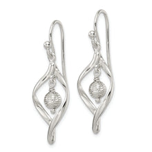 Load image into Gallery viewer, Sterling Silver Diamond-cut Twist w/Ball Center Dangle Earrings
