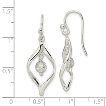 Load image into Gallery viewer, Sterling Silver Diamond-cut Twist w/Ball Center Dangle Earrings
