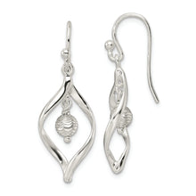 Load image into Gallery viewer, Sterling Silver Diamond-cut Twist w/Ball Center Dangle Earrings
