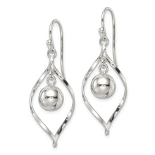 Load image into Gallery viewer, Sterling Silver Twist and Ball Dangle Shepherd Hook Earrings
