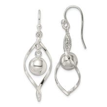 Load image into Gallery viewer, Sterling Silver Twist and Ball Dangle Shepherd Hook Earrings
