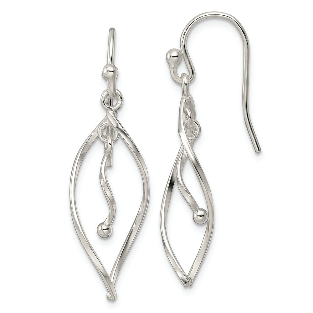 Sterling Silver Polished Twisted Fancy Dangle Earrings