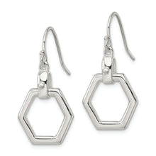 Load image into Gallery viewer, Sterling Silver Hexagon Dangle Shepherd Hook Earrings
