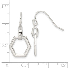Load image into Gallery viewer, Sterling Silver Hexagon Dangle Shepherd Hook Earrings
