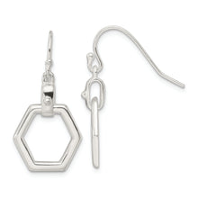 Load image into Gallery viewer, Sterling Silver Hexagon Dangle Shepherd Hook Earrings
