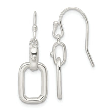 Load image into Gallery viewer, Sterling Silver Rectangle Dangle Shepherd Hook Earrings
