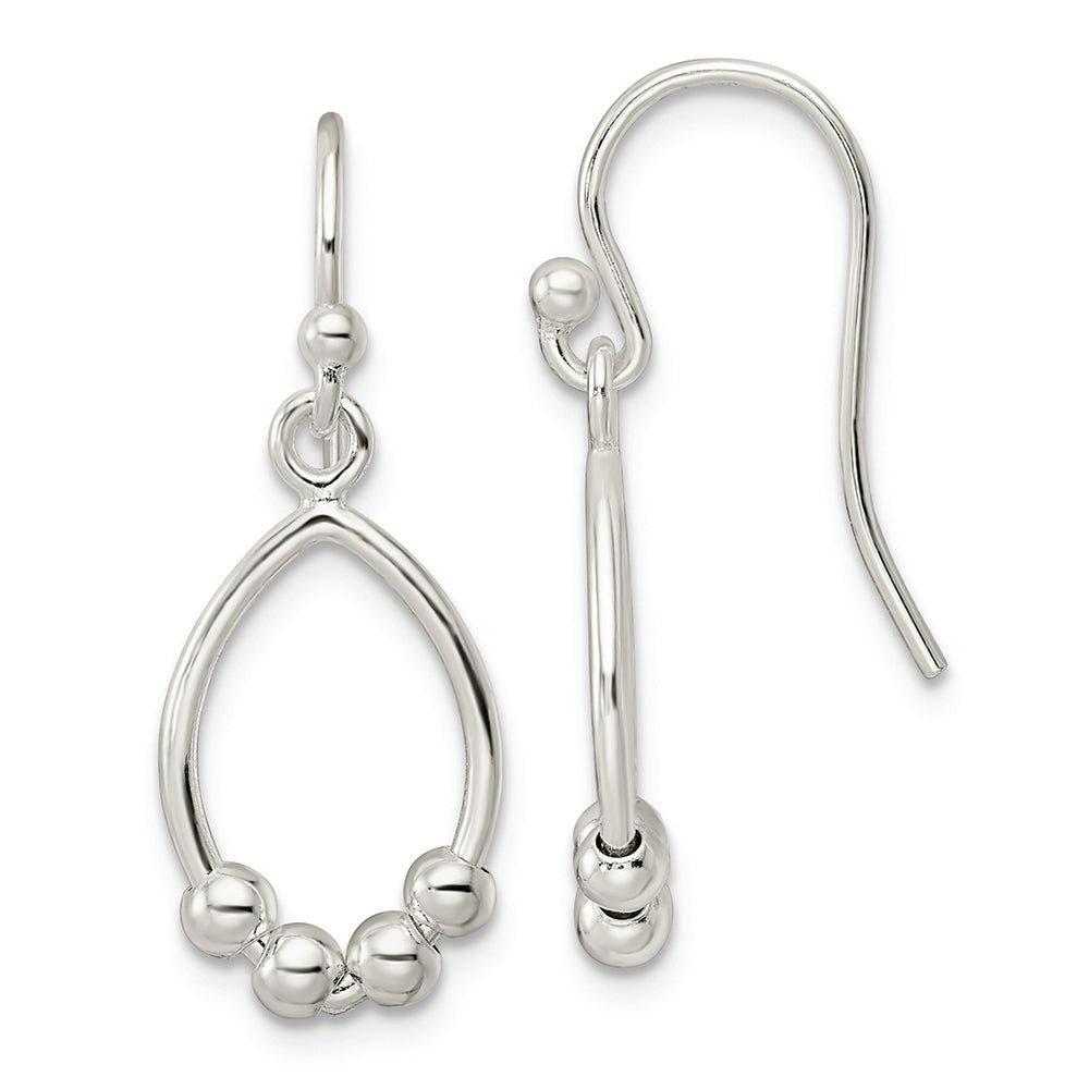 Sterling Silver Polished D/C Oval Dangle Earrings