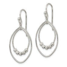 Load image into Gallery viewer, Sterling Silver Diamond-cut Beads on Oval Dangle Shepherd Hook Earrings
