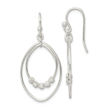 Load image into Gallery viewer, Sterling Silver Diamond-cut Beads on Oval Dangle Shepherd Hook Earrings
