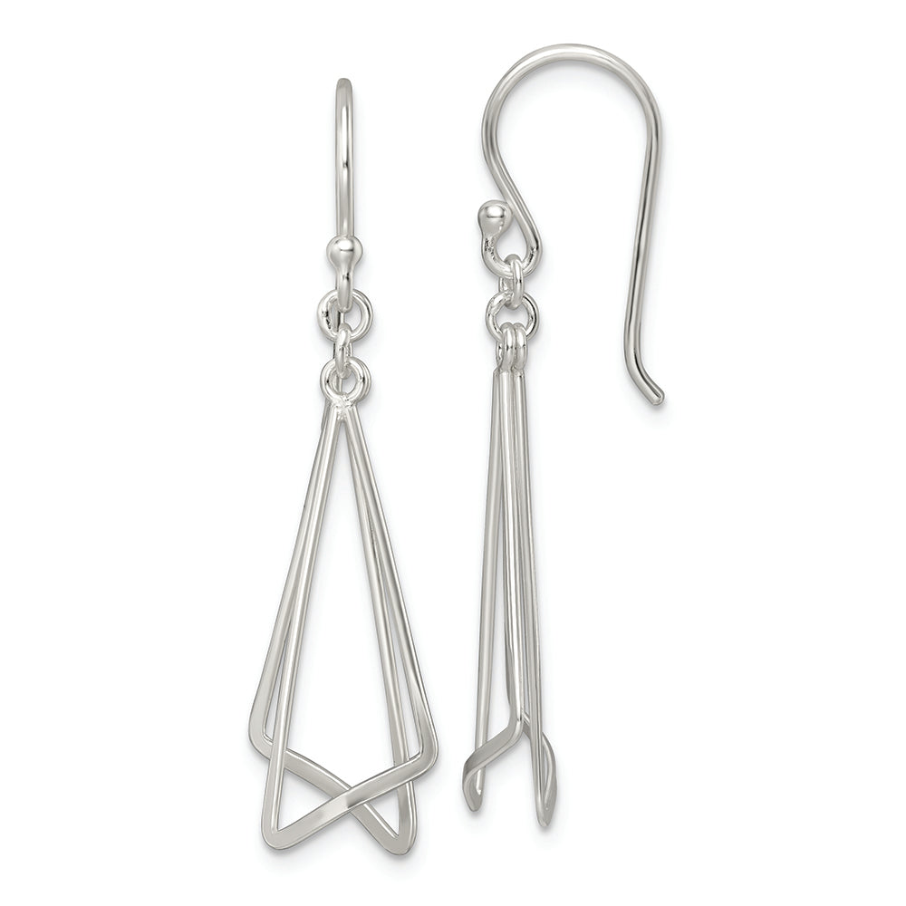 Sterling Silver Polished Fancy Triangle Dangle Earrings