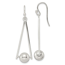 Load image into Gallery viewer, Sterling Silver Triangle w/Ball Dangle Shepherd Hook Earrings
