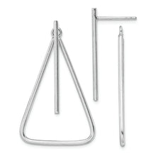 Load image into Gallery viewer, Sterling Silver Rhodium-plated Post Front &amp; Back Dangle Triangle Earrings
