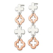 Load image into Gallery viewer, Sterling Silver Rose-tone Flower Dangle Post Earrings
