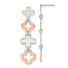 Load image into Gallery viewer, Sterling Silver Rose-tone Flower Dangle Post Earrings
