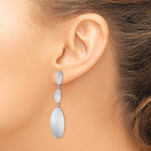 Load image into Gallery viewer, Sterling Silver Rhodium-plated Brushed Dangle Post Earrings
