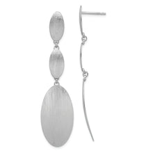 Load image into Gallery viewer, Sterling Silver Rhodium-plated Brushed Dangle Post Earrings
