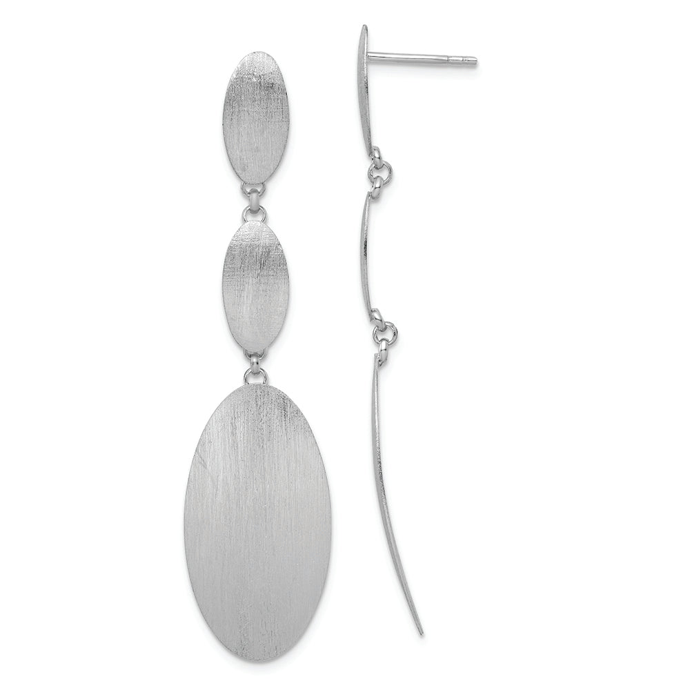 Sterling Silver Rhodium-plated Brushed Dangle Post Earrings