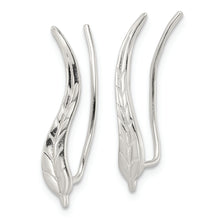 Load image into Gallery viewer, Sterling Silver Polished Wavy Leaf Dangle Earrings
