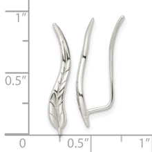 Load image into Gallery viewer, Sterling Silver Polished Wavy Leaf Dangle Earrings
