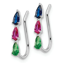 Load image into Gallery viewer, Sterling Silver Rhodium-plated Polished Multi-color CZ Earrings
