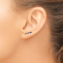 Load image into Gallery viewer, Sterling Silver Rhodium-plated Polished Multi-color CZ Earrings
