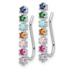 Load image into Gallery viewer, Sterling Silver Rhodium-plated Polished Multi-color CZ Earrings
