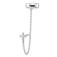 Load image into Gallery viewer, Sterling Silver Rhodium-plated CZ Cross 1 Individual Post with Cuff Earring
