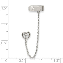Load image into Gallery viewer, Sterling Silver Rhodium-plated CZ Heart 1 Individual Post with Cuff Earring
