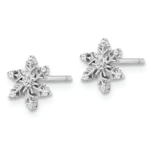 Load image into Gallery viewer, Sterling Silver Rhodium-plated Polished CZ Snowflake Earrings
