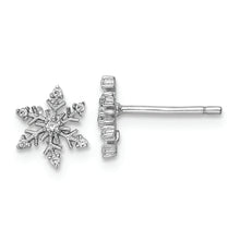 Load image into Gallery viewer, Sterling Silver Rhodium-plated Polished CZ Snowflake Earrings
