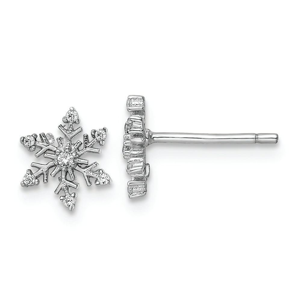 Sterling Silver Rhodium-plated Polished CZ Snowflake Earrings