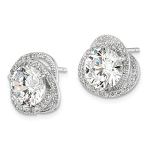 Load image into Gallery viewer, Sterling Silver Rhodium-plated Polished 12mm Round CZ Post Earrings
