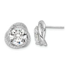 Load image into Gallery viewer, Sterling Silver Rhodium-plated Polished 12mm Round CZ Post Earrings
