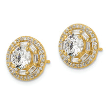 Load image into Gallery viewer, Sterling Silver Polished Gold-tone CZ 6mm Stud Earrings with Jackets
