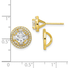 Load image into Gallery viewer, Sterling Silver Polished Gold-tone CZ 6mm Stud Earrings with Jackets
