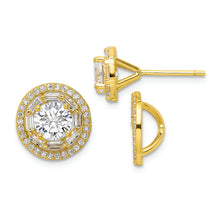 Load image into Gallery viewer, Sterling Silver Polished Gold-tone CZ 6mm Stud Earrings with Jackets
