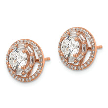 Load image into Gallery viewer, Sterling Silver Polished Rose-tone CZ 6mm Stud Earrings with Jackets
