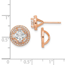 Load image into Gallery viewer, Sterling Silver Polished Rose-tone CZ 6mm Stud Earrings with Jackets
