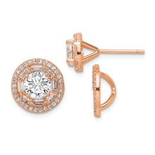 Load image into Gallery viewer, Sterling Silver Polished Rose-tone CZ 6mm Stud Earrings with Jackets
