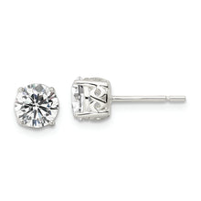 Load image into Gallery viewer, Sterling Silver Polished CZ Circle Post Earrings
