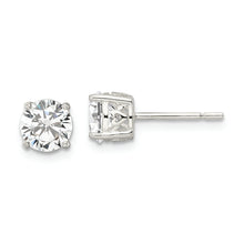 Load image into Gallery viewer, Sterling Silver Polished CZ Circle Post Earrings
