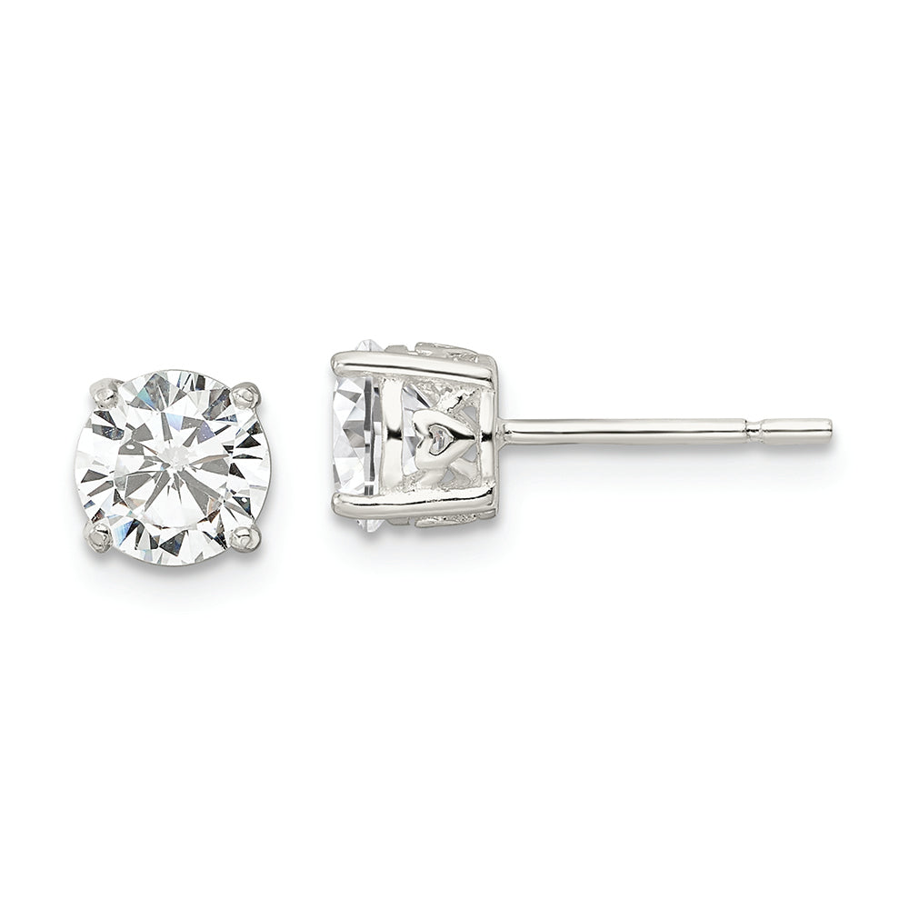 Sterling Silver Polished CZ Circle Post Earrings