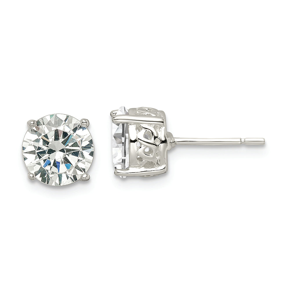 Sterling Silver Polished CZ Circle Post Earrings