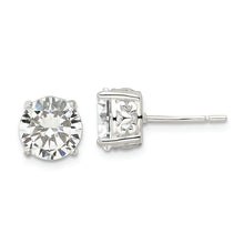 Load image into Gallery viewer, Sterling Silver Polished CZ Circle Post Earrings
