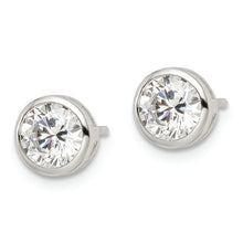 Load image into Gallery viewer, Sterling Silver Polished Rhodium-plated 6mm CZ Bezel Post Earrings

