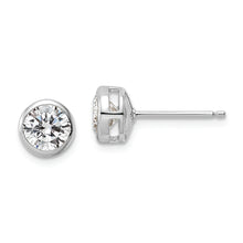 Load image into Gallery viewer, Sterling Silver Polished Rhodium-plated 6mm CZ Bezel Post Earrings
