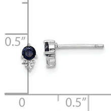 Load image into Gallery viewer, Sterling Silver Rhodium-plated Polished Blue &amp; White CZ Post Earrings
