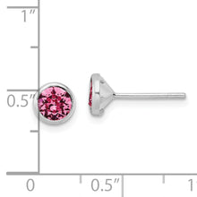 Load image into Gallery viewer, Sterling Silver RH-plated Post Pink Crystal Bezel Earrings
