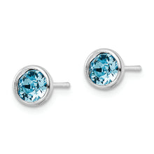 Load image into Gallery viewer, Sterling Silver RH-plated Blue Crystal Bezel Post Earrings
